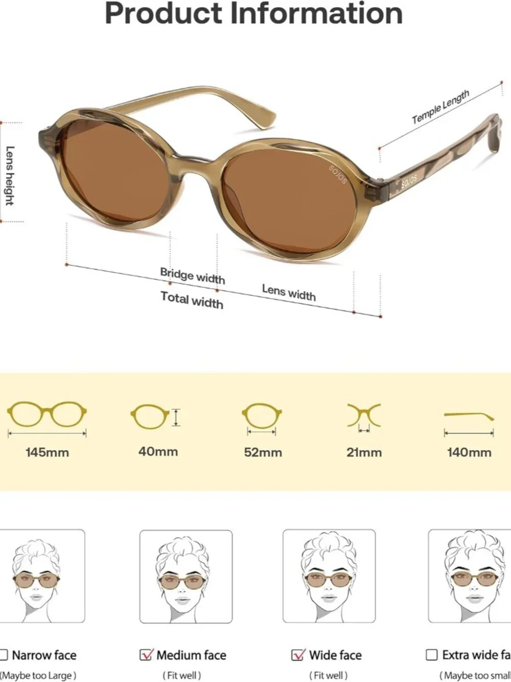 Trendy Oval Polarized Sunglasses for Men & Women - UV400 Brown Shades SJ2697